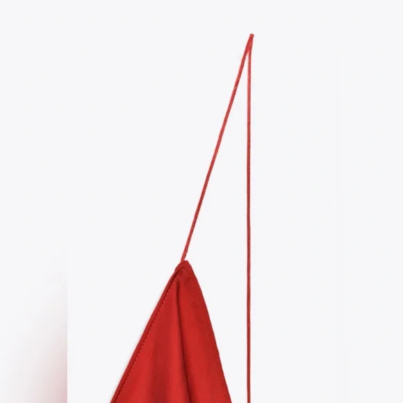 Zara NWT Romantic Blood Red Satin Effect V Neck Open Back Maxi Dress (Size XS) - Picture 9 of 10